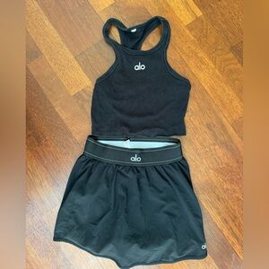 Alo Black Tank and Skirt Set